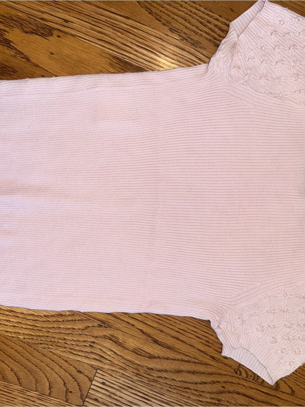 CHANEL Pink Knit Top CC Logo Short Sleeve Sweater IT 38 - Picture 7 of 8
